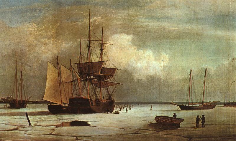 Fitz Hugh Lane Ships Stuck in Ice off Ten Pound Island, Gloucester oil painting picture